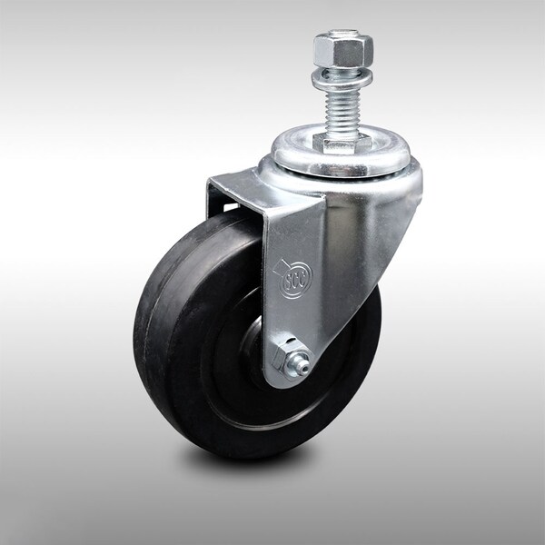 4 Inch SS Soft Rubber Wheel Swivel 12mm Threaded Stem Caster